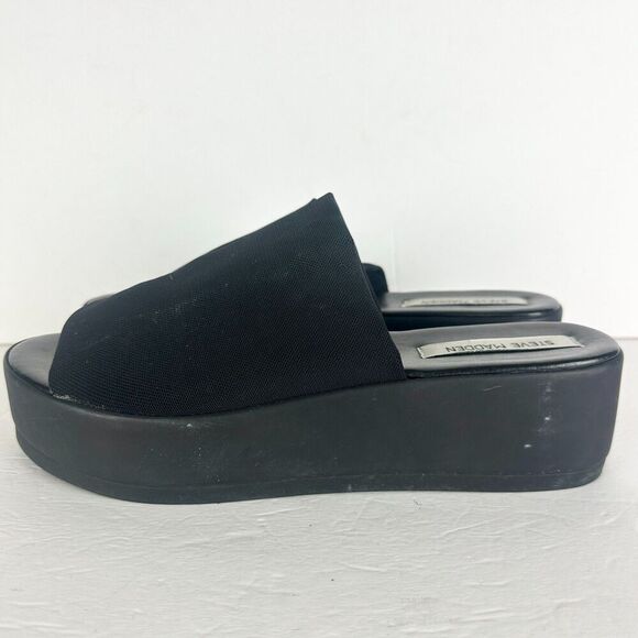 Vintage Steve Madden Y2k Slinky Platform Slide Sandal Size 10 Black 90s 00s - Picture 1 of 8